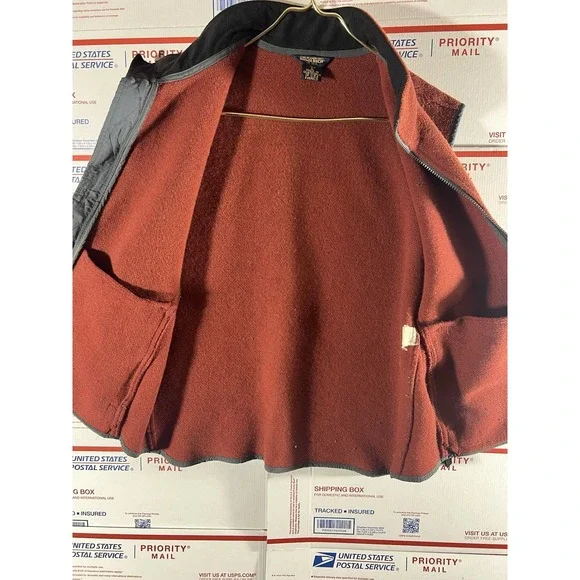 Vintage Woolrich Wool Zip Up Vest Mens Large Hunting Fishing Outdoors Red - Picture 6 of 7